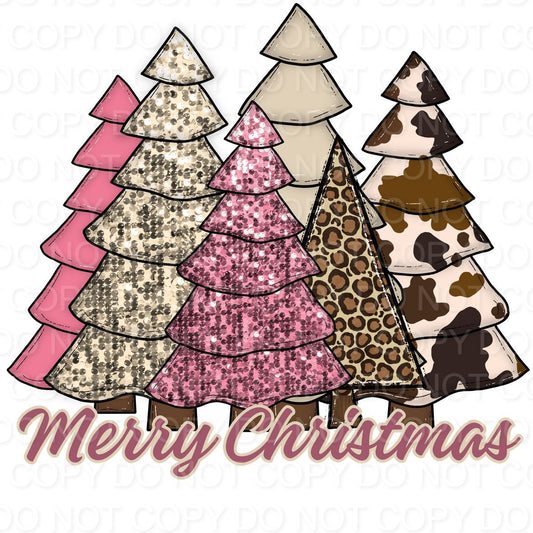 Merry Christmas Pink and Animal Print Trees (Direct To Film)