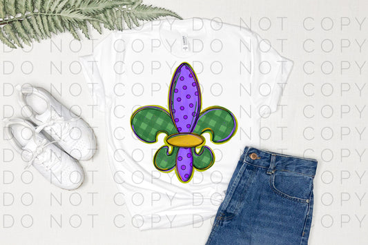 Mardi Gras Faux Appliqué Fleur de lis (Direct To Film)