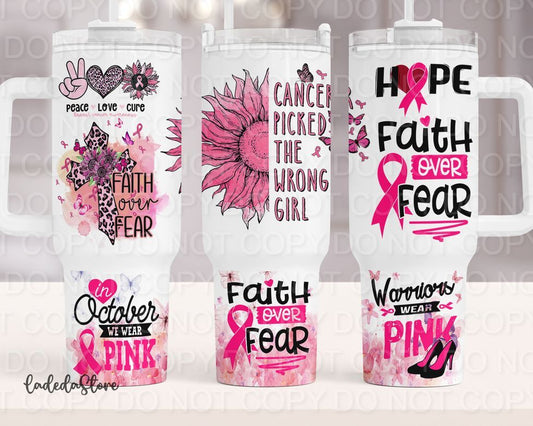 Breast Cancer Warrior with Mom Bun Breast Cancer Survivors Priceless (40 oz Quencher only) (Sublimation Tumbler Wrap)