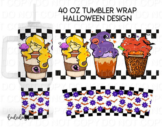 Spooky Sisters Coffee (40 oz Quencher only) (Sublimation Tumbler Wrap)