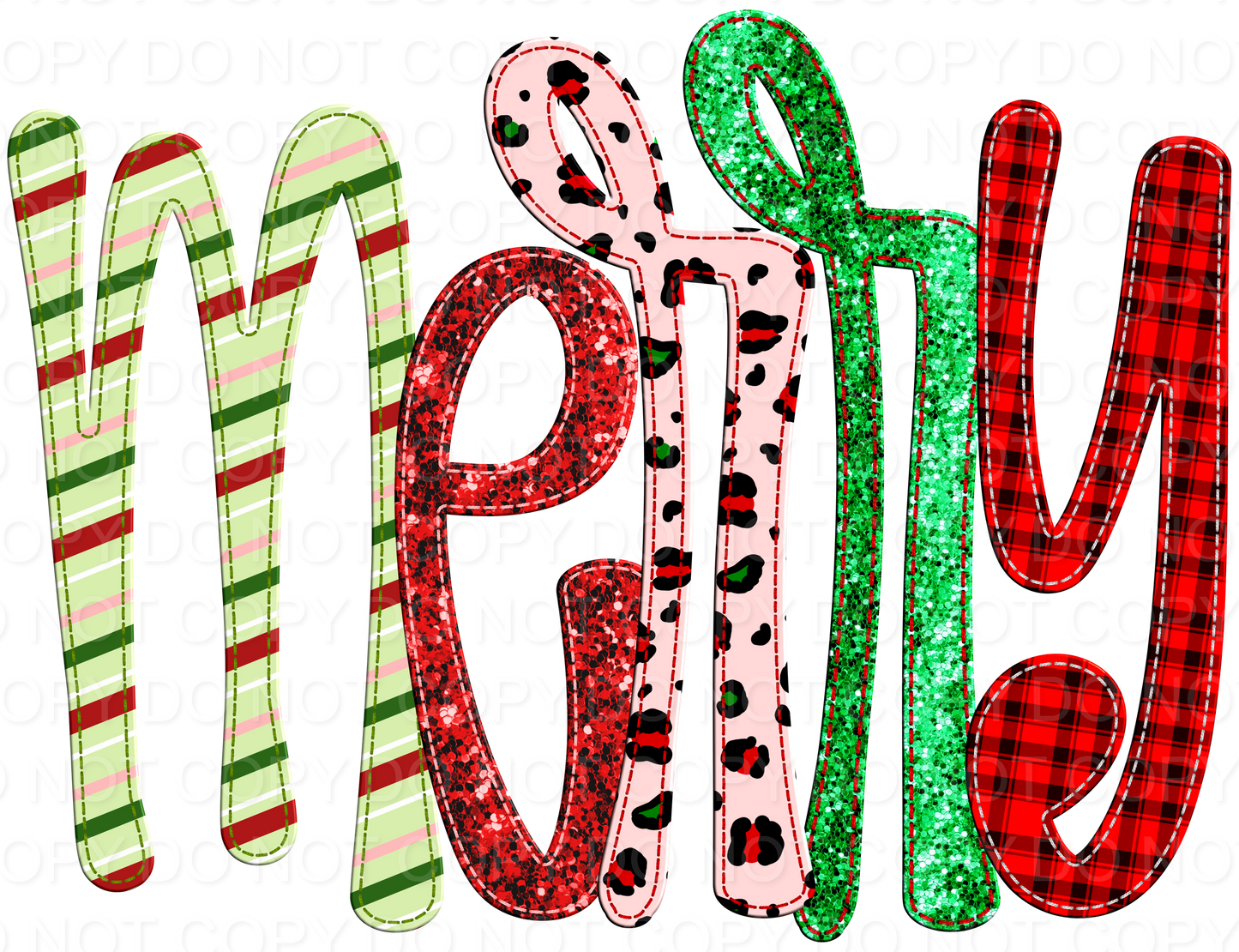 Faux Appliqué Merry Red and Green (Direct To Film)