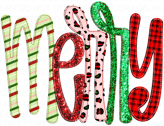 Faux Appliqué Merry Red and Green (Direct To Film)