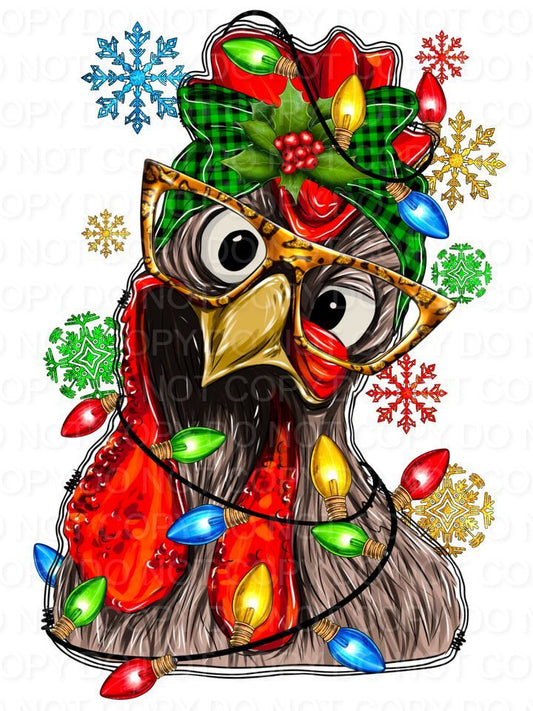 Christmas Chicken with glasses and poinsettia (Direct To Film)