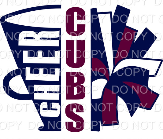 Navy & Maroon Cubs Megaphone Pom Pom (Direct To Film)