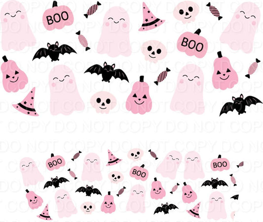 Pink Boo Halloween Things (40 oz Quencher only) (Sublimation Tumbler Wrap)