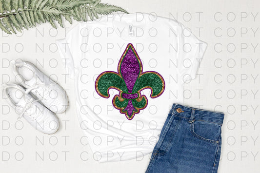 Mardi Gras Faux Glitter Fleur de lis (Direct To Film)