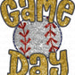 Faux Sequin Bubble Font Game Day with Baseball (Direct To Film)