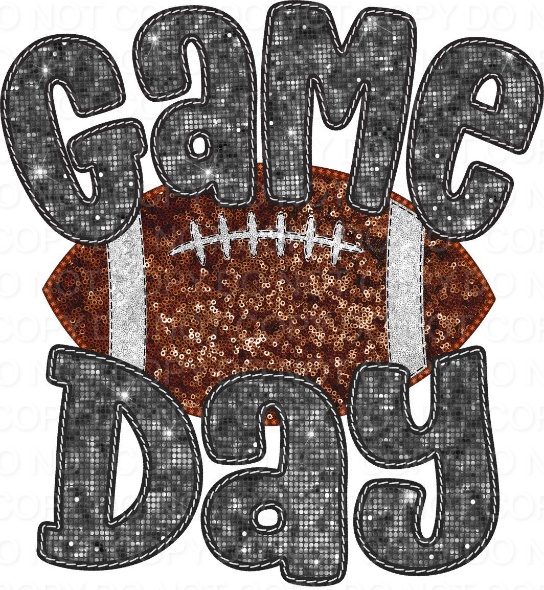 Faux Sequin Bubble Font Game Day with Football (Direct To Film)