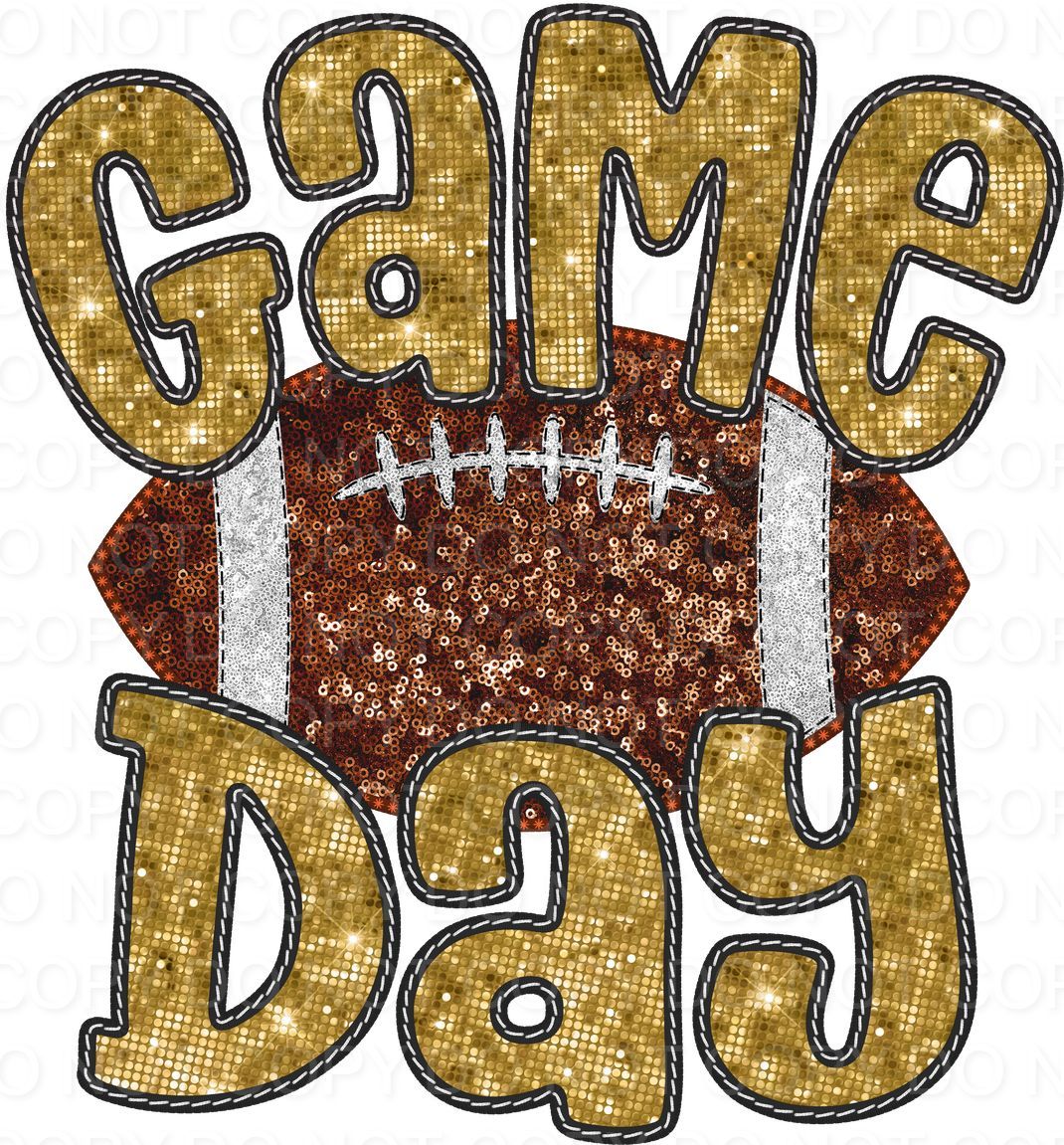 Faux Sequin Bubble Font Game Day with Football (Direct To Film)