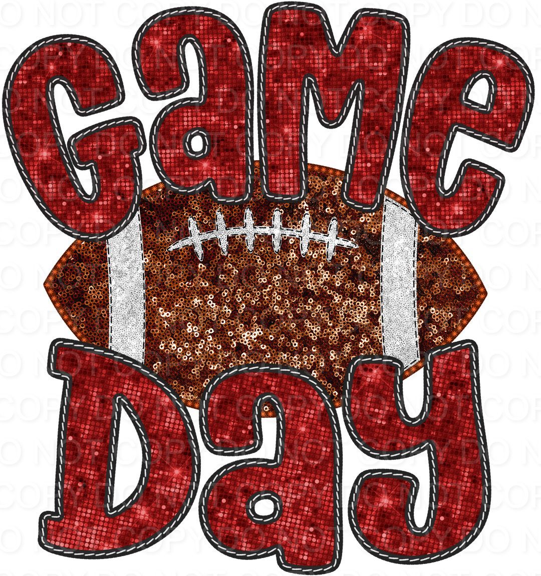 Faux Sequin Bubble Font Game Day with Football (Direct To Film)