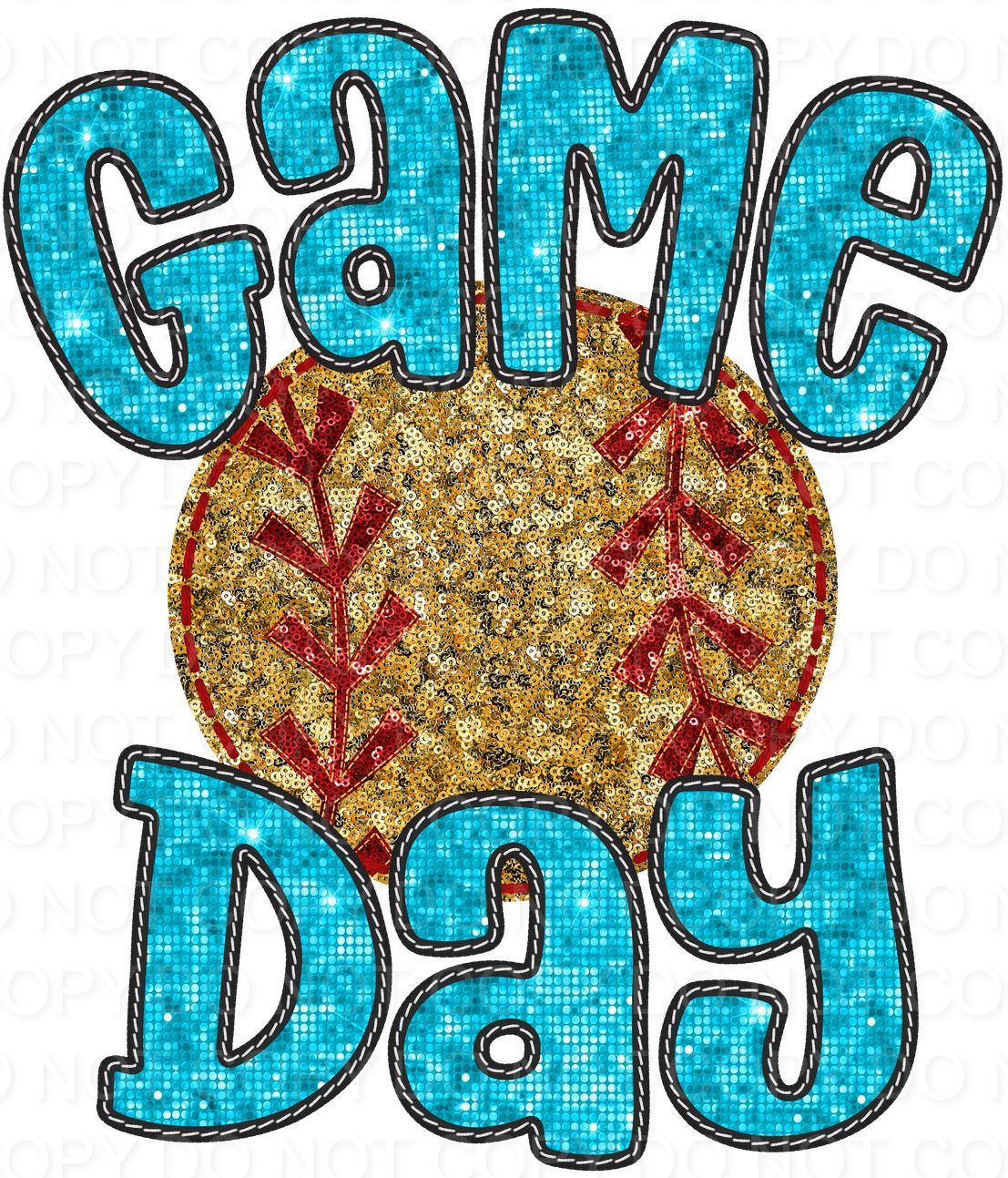 Faux Sequin Bubble Font Game Day with Softball (Direct To Film)