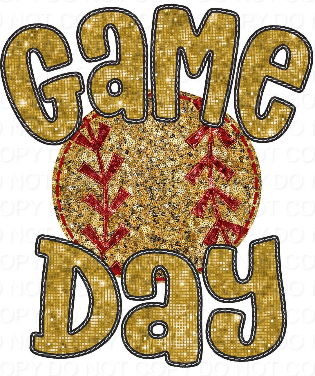 Faux Sequin Bubble Font Game Day with Softball (Direct To Film)