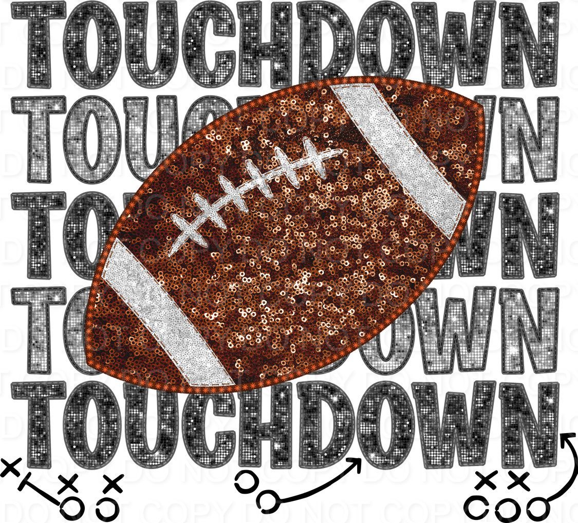 Touchdown Repeat Faux Sequins with Football and Plays  (Direct To Film)