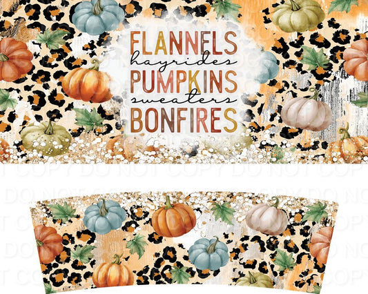 Fall Things with Multi Colored Pumpkins (40 oz Quencher only) (Sublimation Tumbler Wrap)