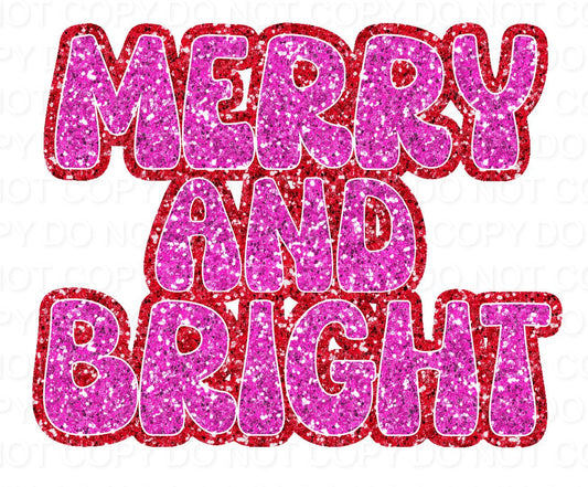 Merry and Bright Pink and Red Faux Glitter (Direct To Film)