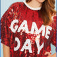 Red & White Game Day Sequin Tunic Top