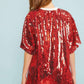 Red & White Game Day Sequin Tunic Top