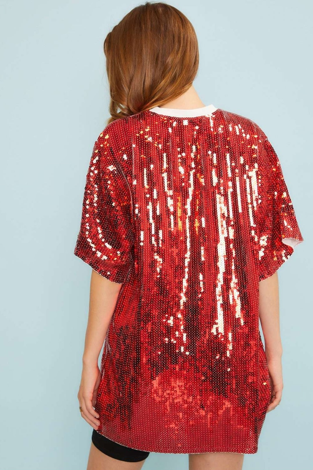 Red & White Game Day Sequin Tunic Top