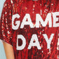 Red & White Game Day Sequin Tunic Top