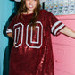 Red & White 00 Game Day Sequin Tunic Top