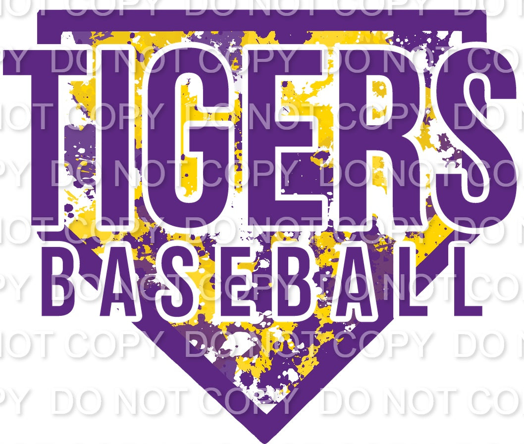 Purple & Yellow Splatter Diamond Tigers Baseball (Direct To Film)