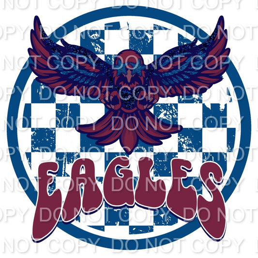 Navy & Maroon Eagles Preppy Mascot Checkered(Direct To Film)