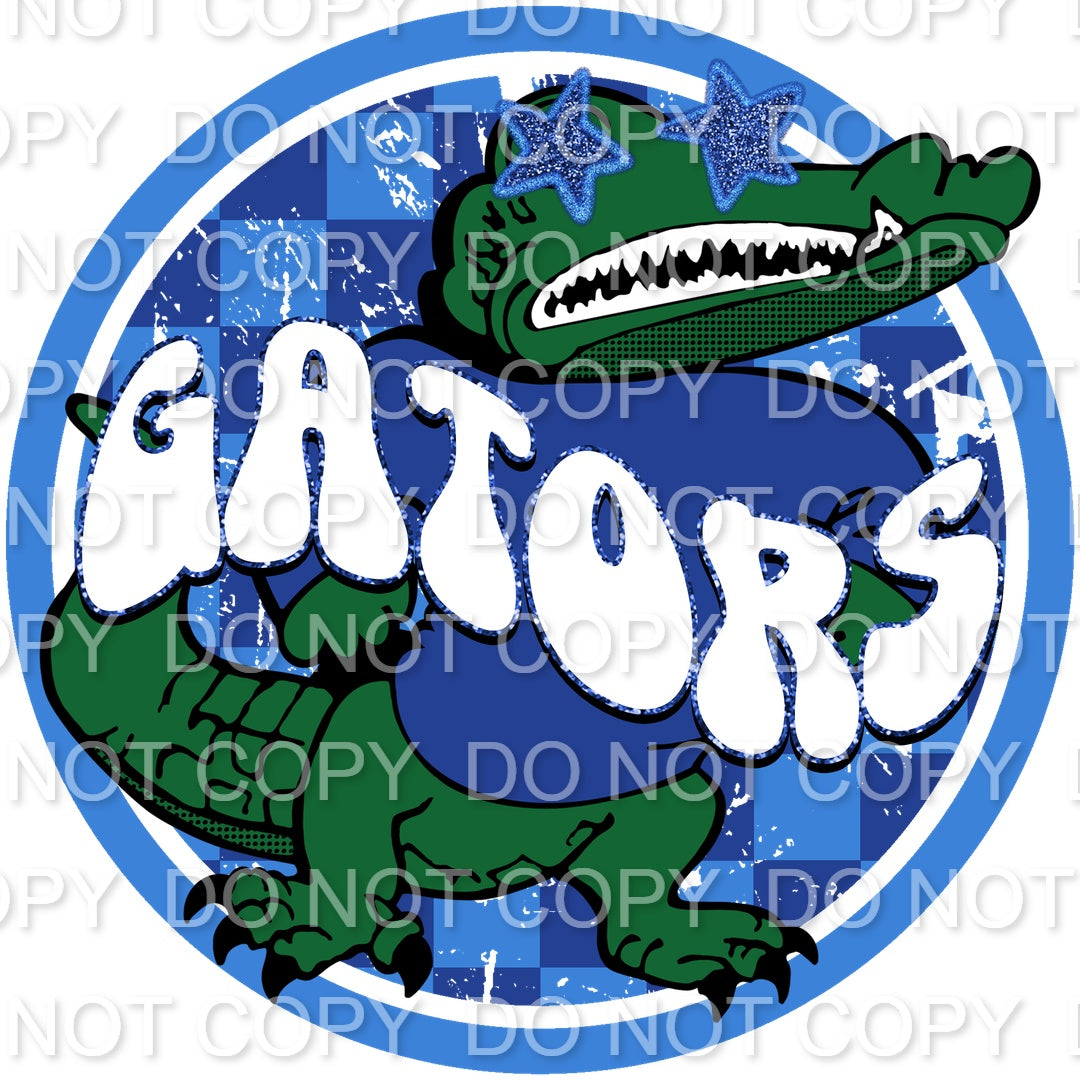 Blue Gators Preppy Mascot Checkered(Sublimation)