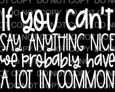 If You Can't Say Anything Nice We Probably Have A Lot in Common Single Color (Adult)