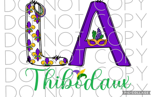 Thibodaux LA Mardi Gras Doodle (Sublimation)