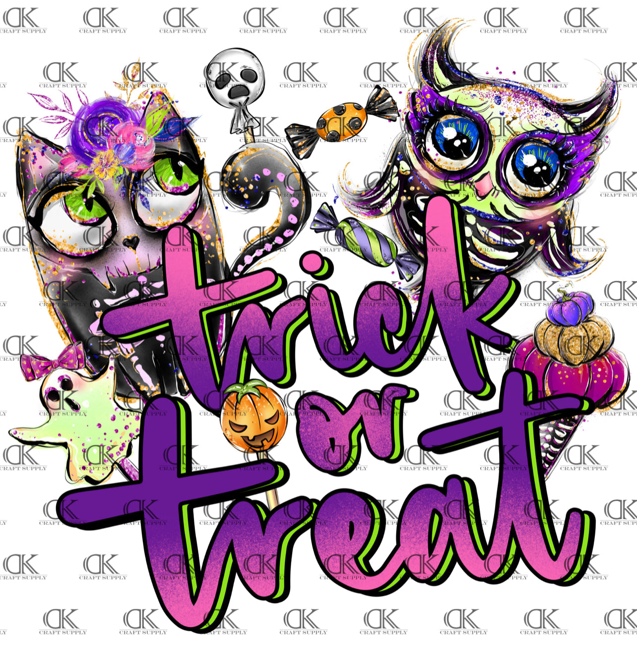 Trick or Treat Cat and Owl (Sublimation)