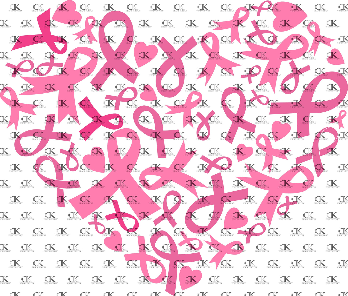 Breast Cancer Ribbons in Heart (Sublimation)