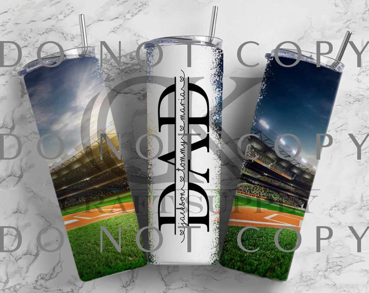 Split DAD Baseball with Childrens’ Names (Sublimation Tumbler Wrap)