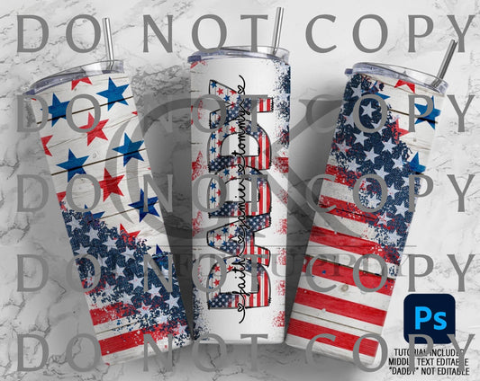 Split DADDY Patriotic with Children’s Names Tumbler Wrap