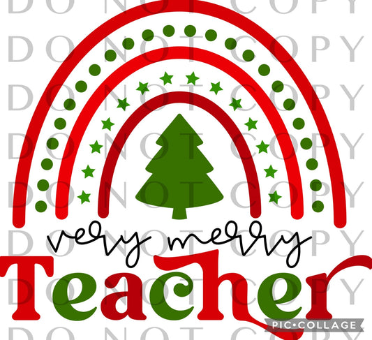 Very Merry Teacher with rainbow(Sublimation)