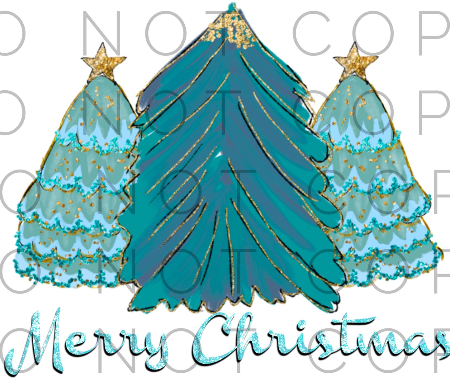 Merry Christmas Blue Trees (Sublimation)