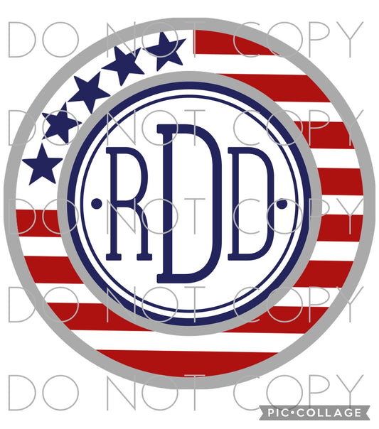 Red Strips and Blue Stars Monogram(Direct To Film)