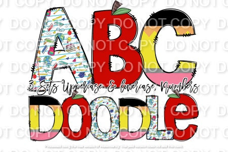 Teacher Tools, Apple, Pencil Doodle Words (Sublimation)