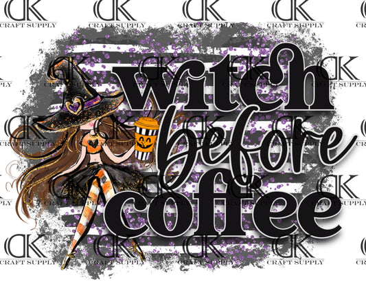 Witch Before Coffee with Background (Sublimation)