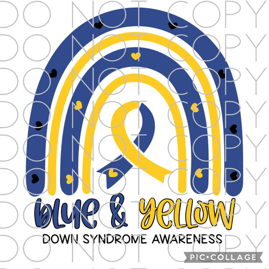 Blue and Yellow Down Syndrome Awareness Rainbow (Sublimation)