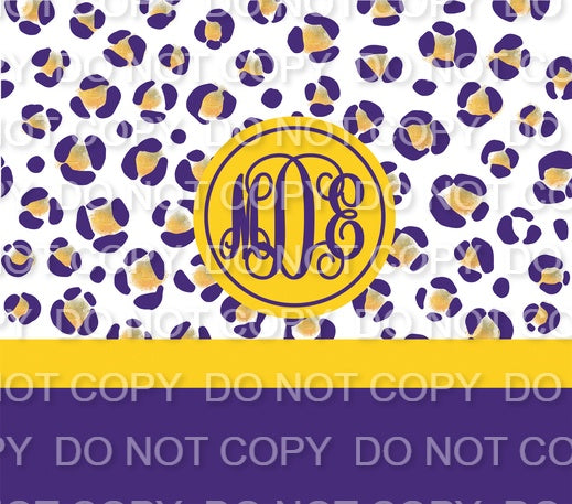 Purple & Gold Leopard Print Monogram (Sublimation Tumbler Wrap)