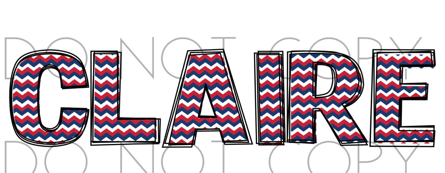 Patriotic Chevron Doodle Name(Direct To Film)