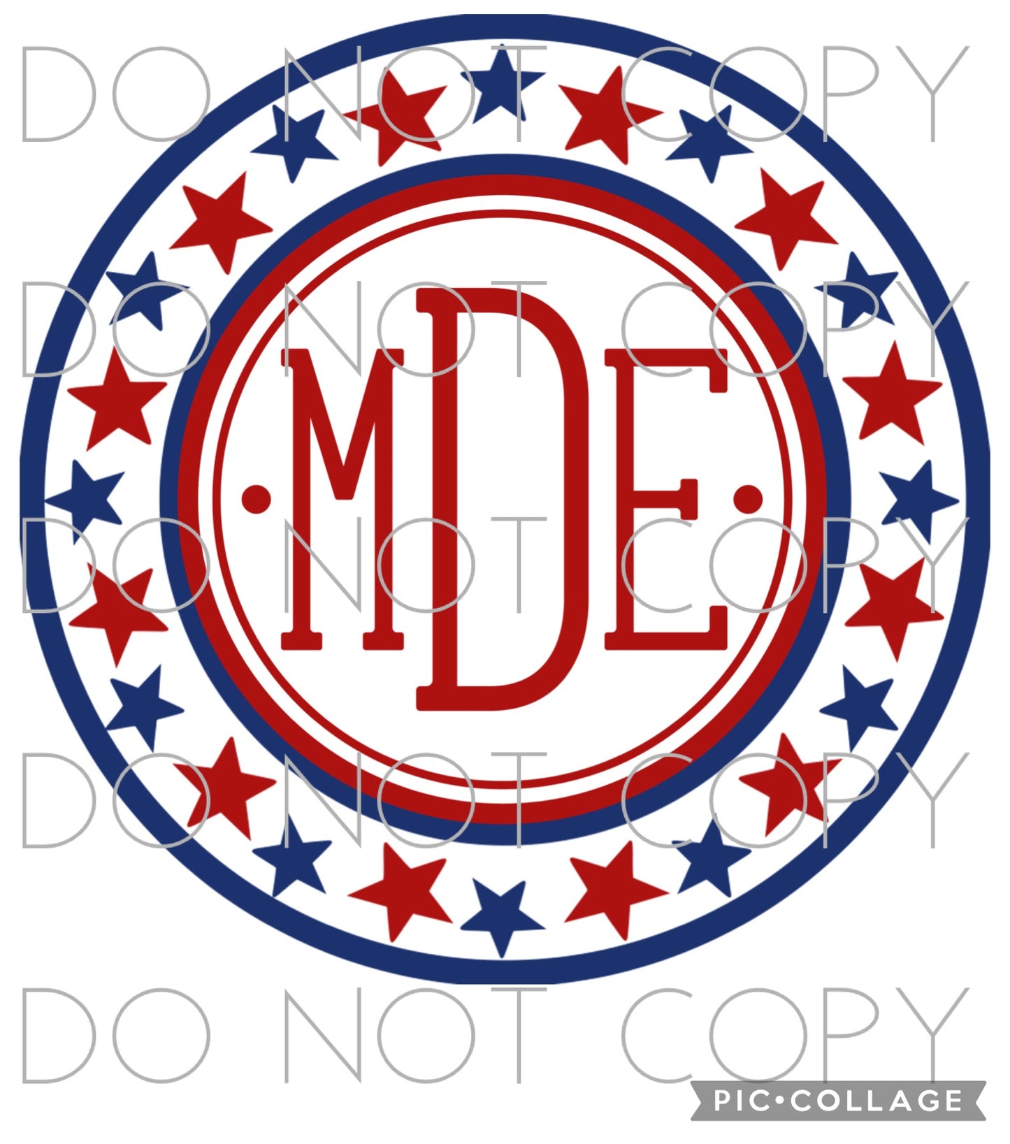 Red and Blue Stars Monogram(Direct To Film)