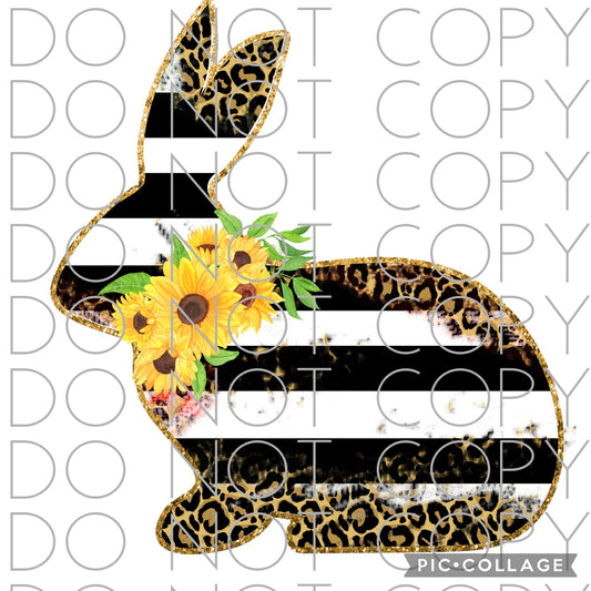 Black and White Striped Easter Bunny (Sublimation)