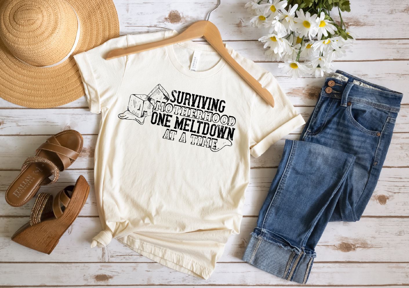 Surviving Motherhood One Meltdown At A Time Single Color(Adult)