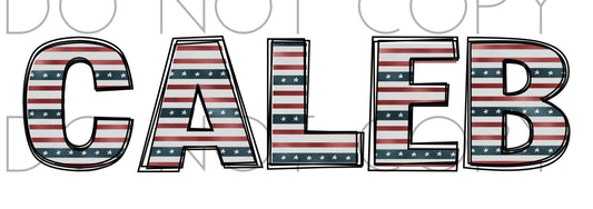 Patriotic Horizontal Stripes Doodle Name(Direct To Film)