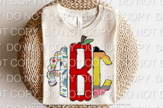 Teacher Tools, Apple, Pencil Monogram(Sublimation)