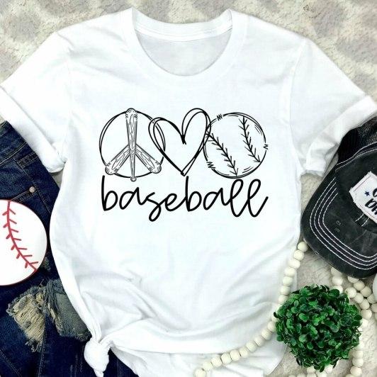 Peace Love Baseball Single Color (Adult)