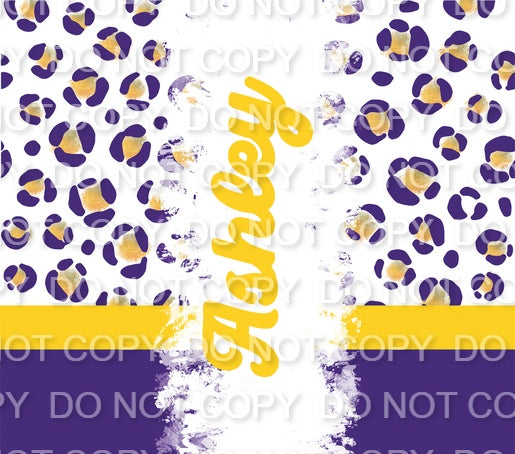 Purple and Gold Leopard with Name (Sublimation Tumbler Wrap)