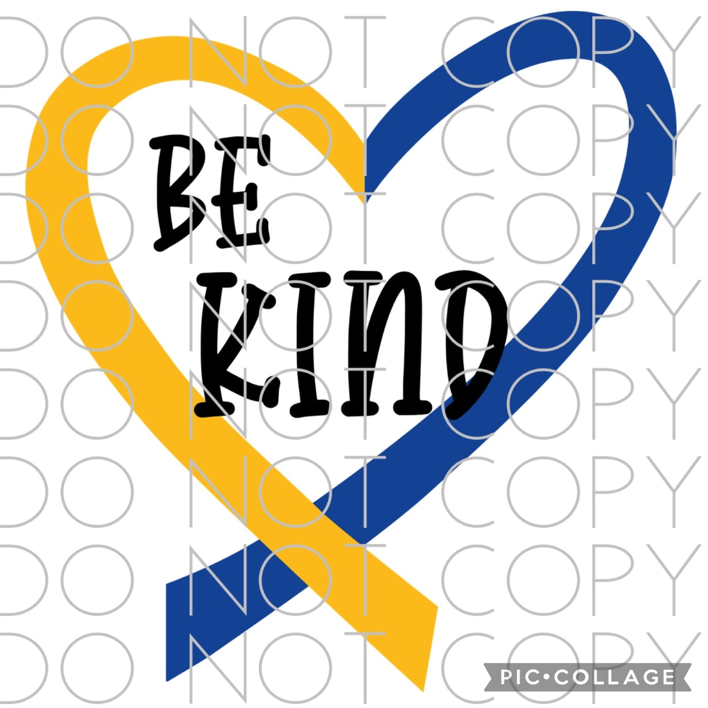 Be Kind Blue and Yellow Heart (Sublimation)