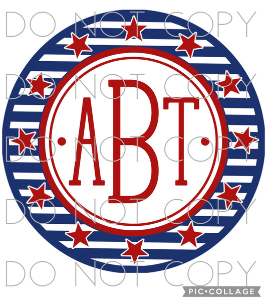 Blue Strips and Red Stars Monogram(Direct To Film)